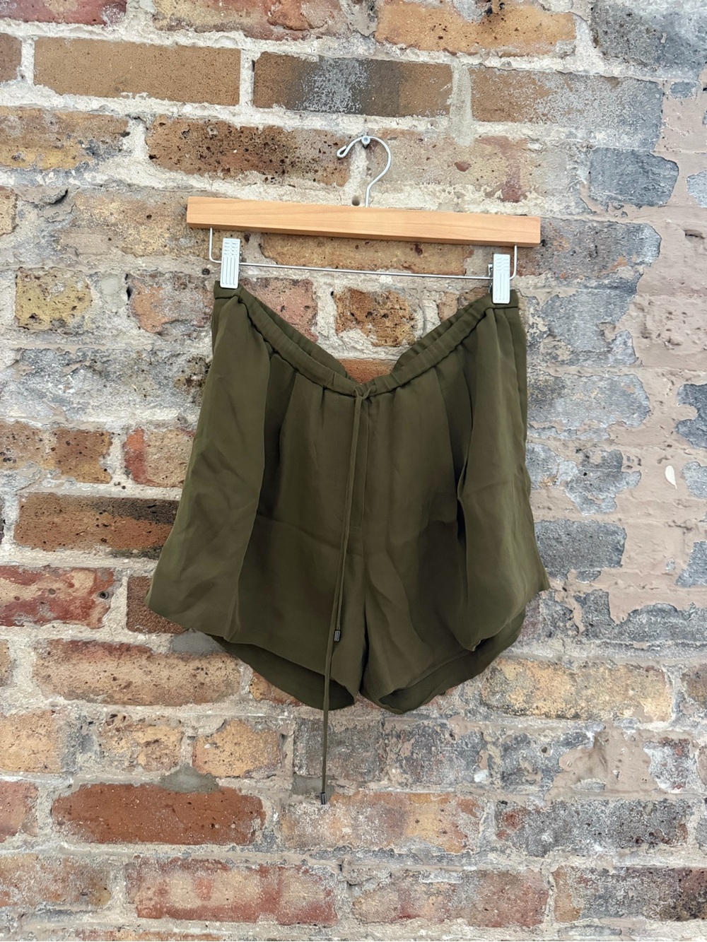 Haute Hippie Olive Drawstring High-Waist Shorts